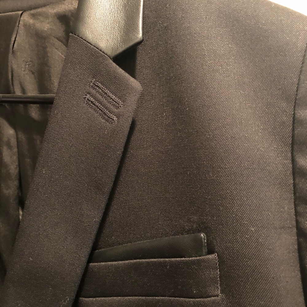 The Kooples Leather Accent Suit Jacket